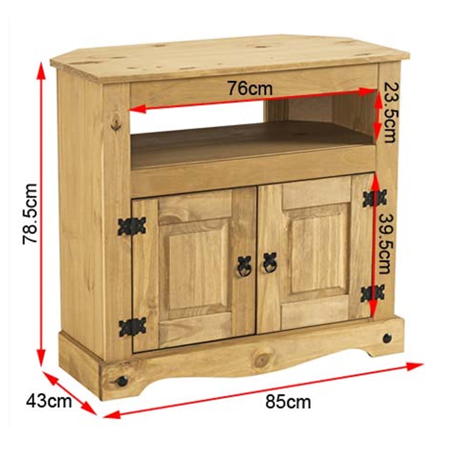 Corona Solid Pine Corner TV Stand with Storage