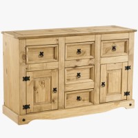 Corona Solid Pine 2 Door 5 Drawer Sideboard