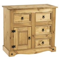 GRADE A1 - Corona Solid Pine 1 Door 4 Drawer Sideboard