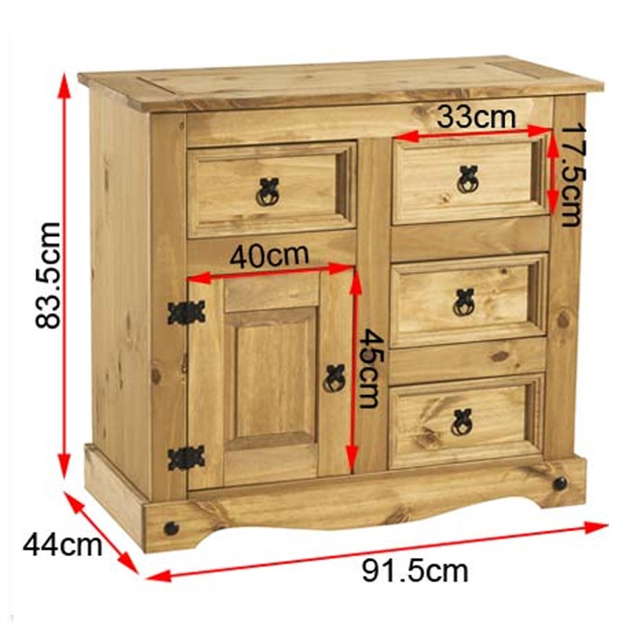 Corona Mexican 1 Door 4 Drawer Sideboard