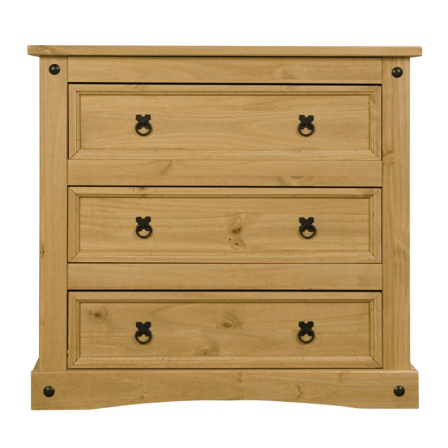 GRADE A1 - Corona Mexican 3 Drawer Chest in Solid Pine