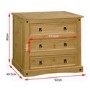 Corona Mexican 3 Chest of Drawers in Solid Pine