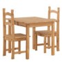 Corona Solid Pine Square Dining Set with 2 Chairs