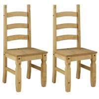 Corona Pair of Dining Chairs in Strong Solid Pine Wood