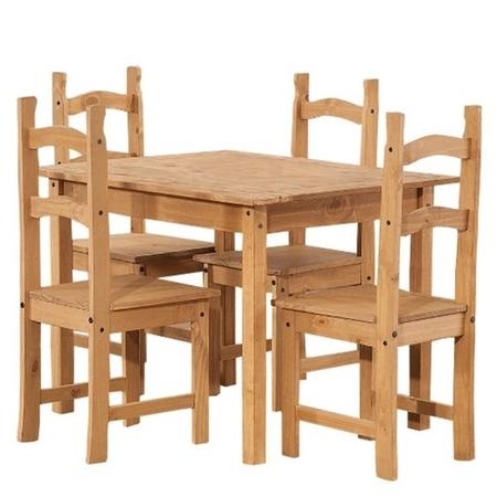 GRADE A1 - Corona Mexican Solid Pine Pair of Low Back Dining Chairs