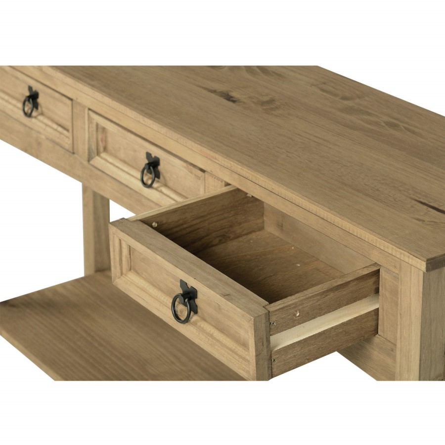 Seconique Corona 3 Drawer Console Table in Distressed Waxed Pine