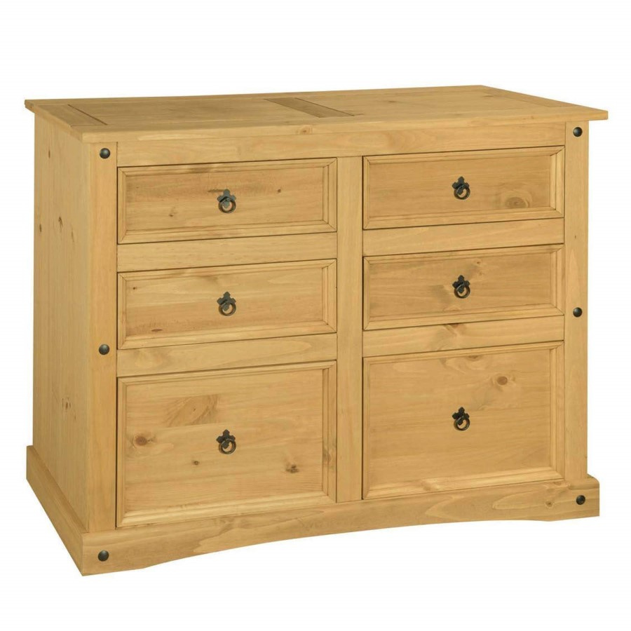 Corona Mexican Solid Pine Chest of Drawers with 6 Drawers