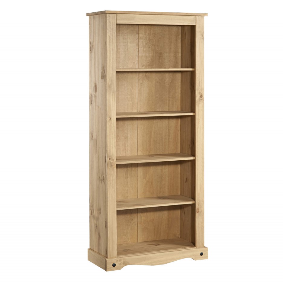 Corona Solid Pine Bookcase 6ft Tall Bookshelf with 5 Shelves Furniture123