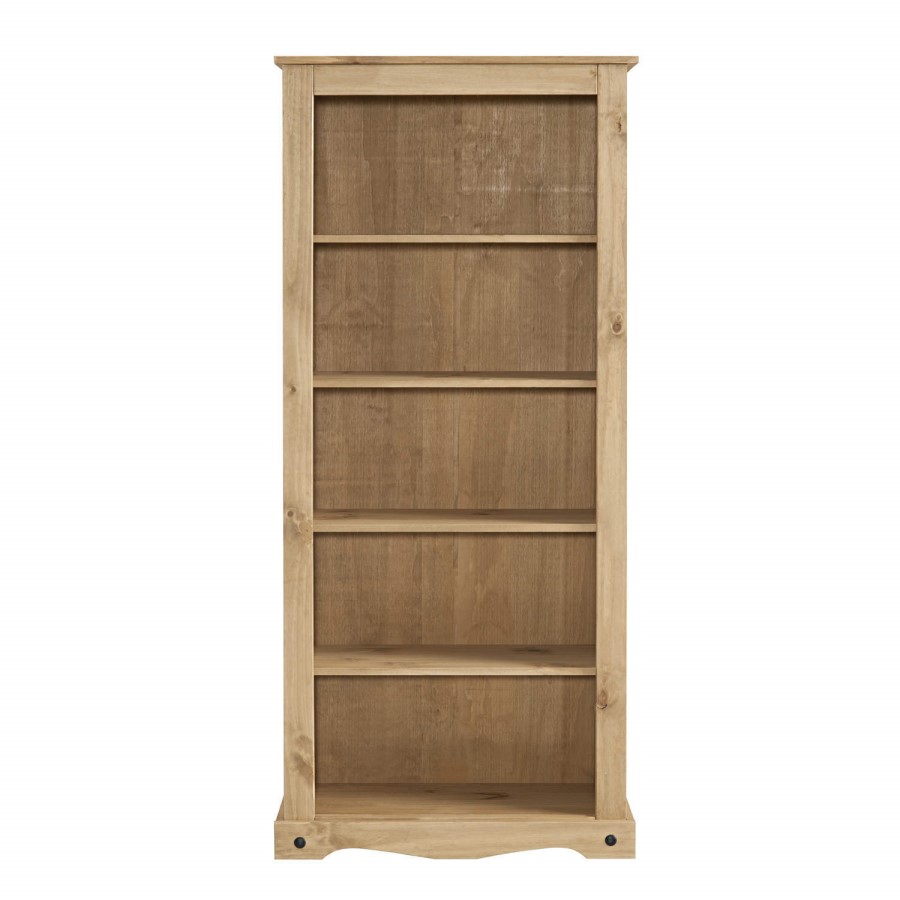GRADE A1 - Corona Solid Pine Bookcase - 6ft Tall Bookshelf with 5 Shelves
