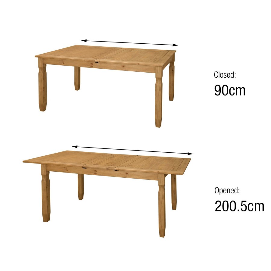GRADE A1 - Corona Mexican Solid Pine Extendable 6-8 Seater Dining Table