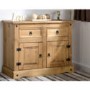 GRADE A1 - Seconique Corona Pine Sideboard with 2 Doors & 2 Drawers with Black Handles