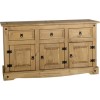 Seconique Corona Pine Sideboard with 3 Doors &amp;  3 Drawers with Black Handles