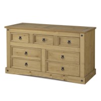Corona  Solid Pine 3+4 Wide Chest of Drawers