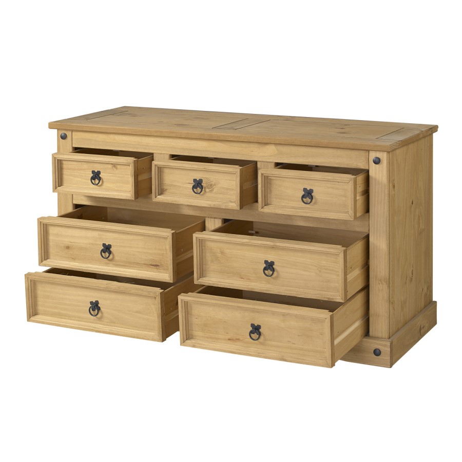 Corona  Solid Pine 3+4 Wide Chest of Drawers