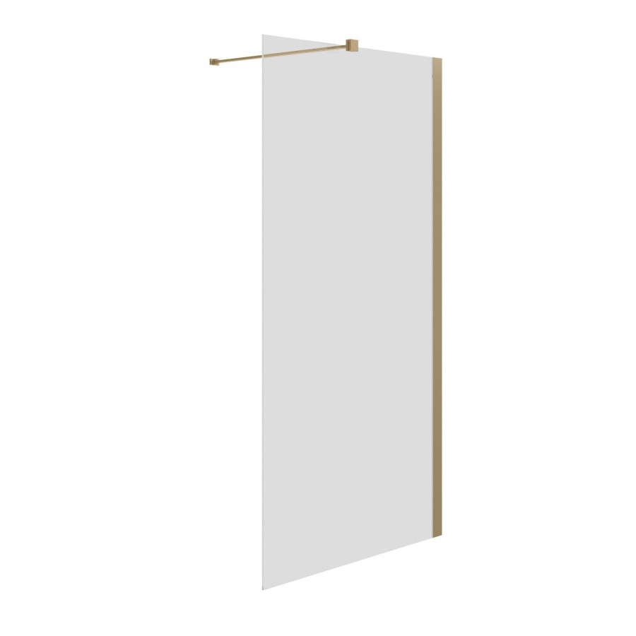 1000mm Brushed Brass Shower Screen for Wetroom & Walk In Shower - Corvus