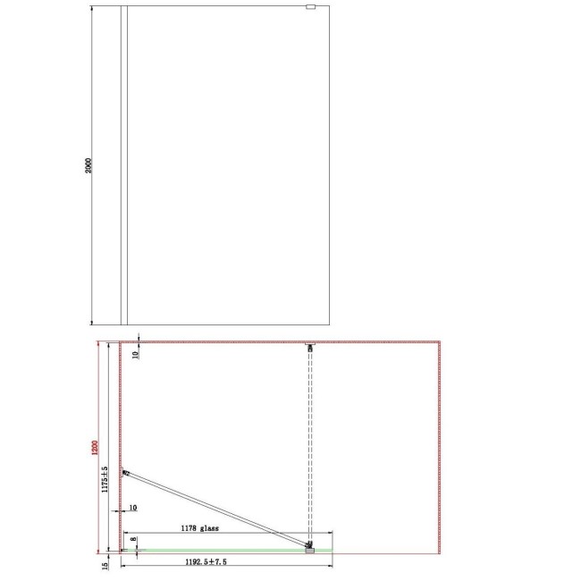 1200mm Frameless Wet Room Shower Screen - Corvus