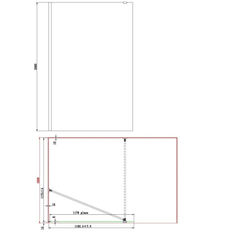 1200mm Frameless Wet Room Shower Screen - Corvus