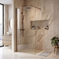 900mm Brushed Bronze Shower Screen for Wet Room & Walk In Shower - Corvus