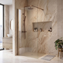 900mm Brushed Bronze Shower Screen for Wet Room & Walk In Shower - Corvus