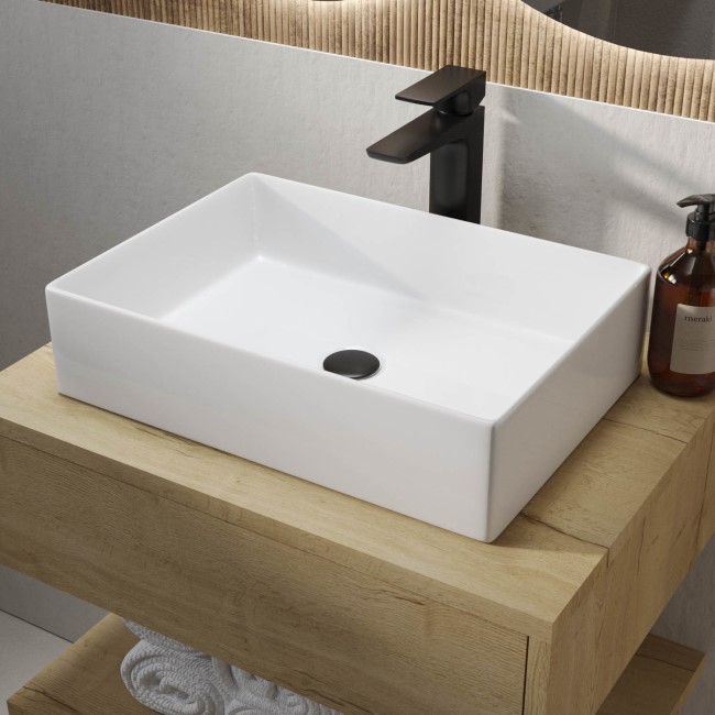 White Rectangular Countertop Basin 450mm - Corey