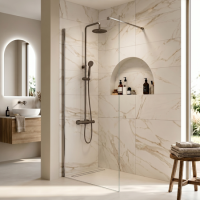 700mm Nickel Shower Screen for Wet Room & Walk In Shower - Corvus