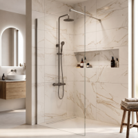 900mm Brushed Nickel Shower Screen for Wet Room & Walk In Shower – Corvus
