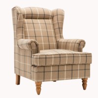 Latte Check Accent Armchair