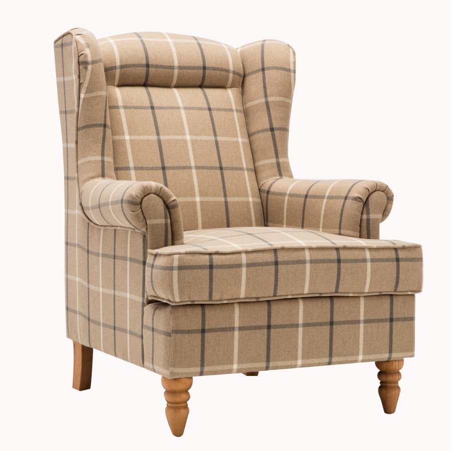 Latte Check Accent Armchair