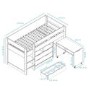 GRADE A1 - Cosmo Mid Sleeper Bed in White with Pull Out Desk