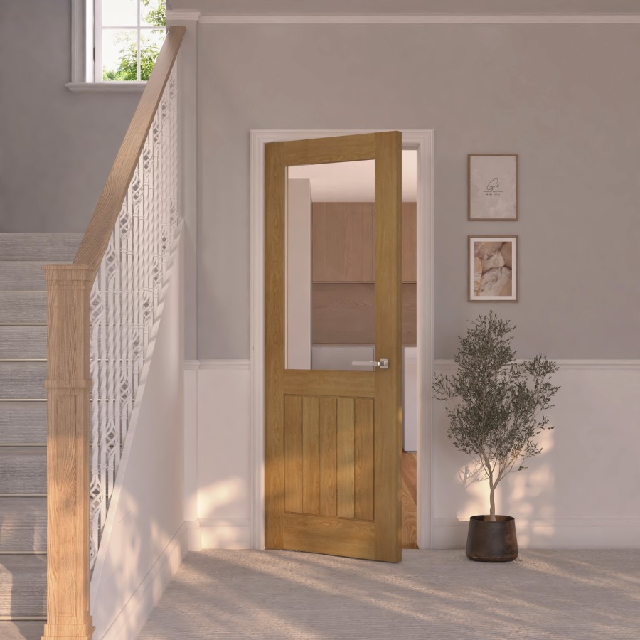 Oak Prefinished Internal Cottage Door with Glass 1981 x 838mm