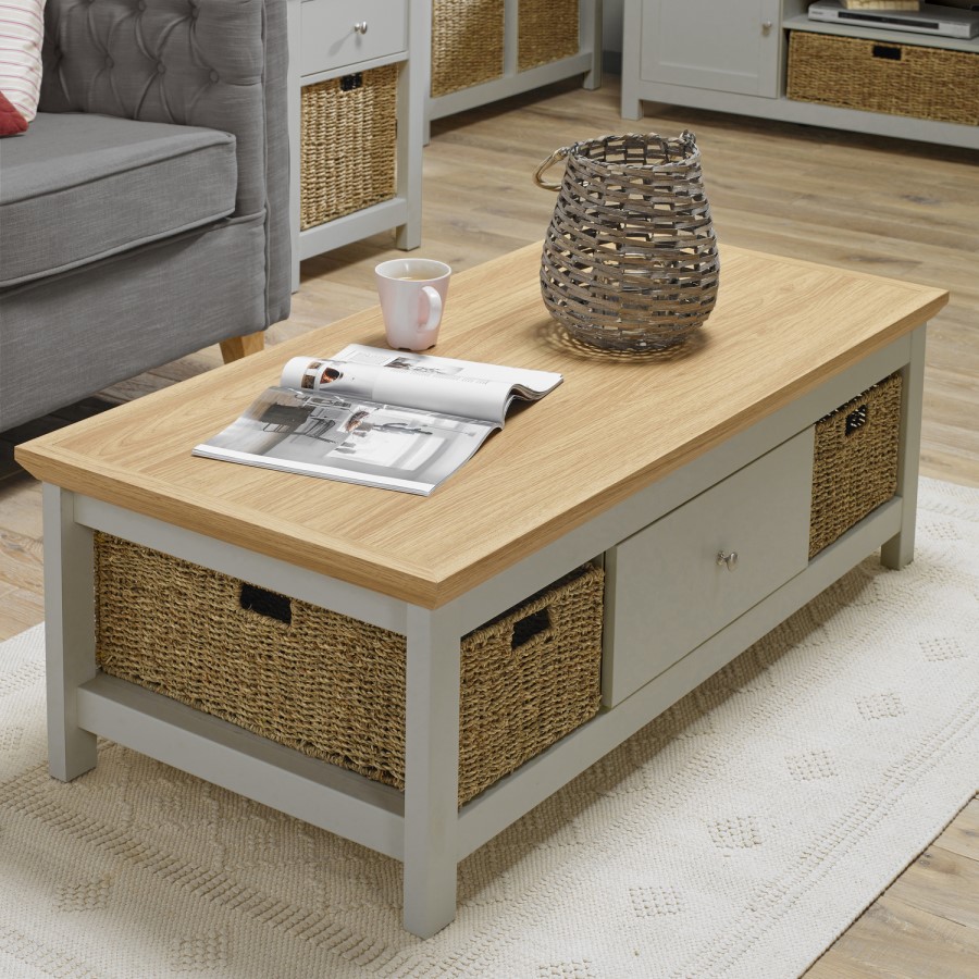 LPD Large Cotswold Grey Coffee Table with Drawers