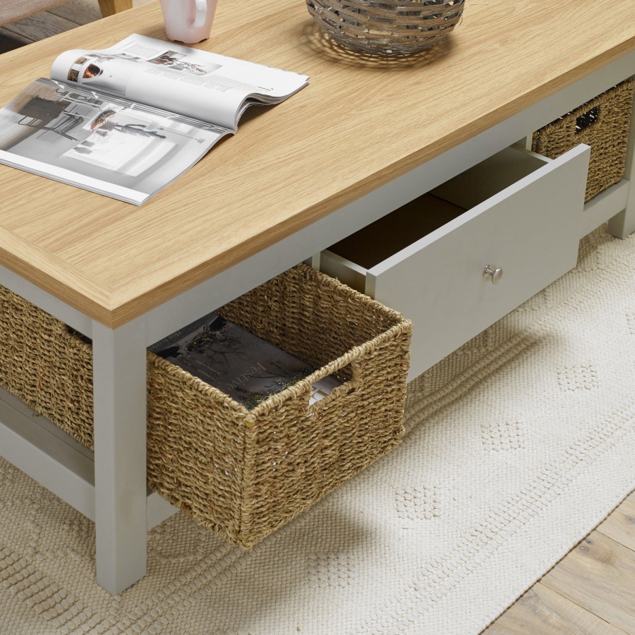 LPD Large Cotswold Grey Coffee Table with Drawers