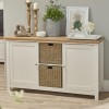 Cream &amp; Oak Sideboard with Storage Cupboards &amp; Baskets - LPD Cotswold