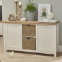 Cream & Oak Sideboard with Storage Cupboards & Baskets - LPD Cotswold