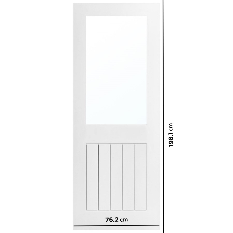 White Primed Cottage Internal Door with Glass 1981 x 762mm