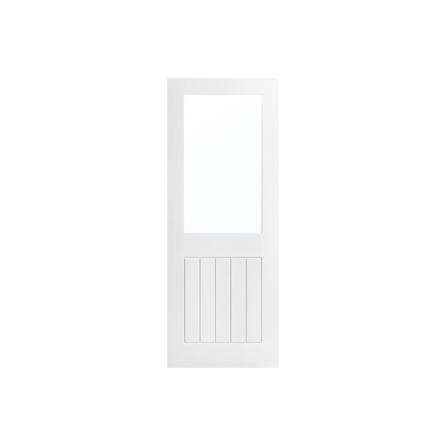 White Primed Cottage internal Door with Glass 1981 x 838mm