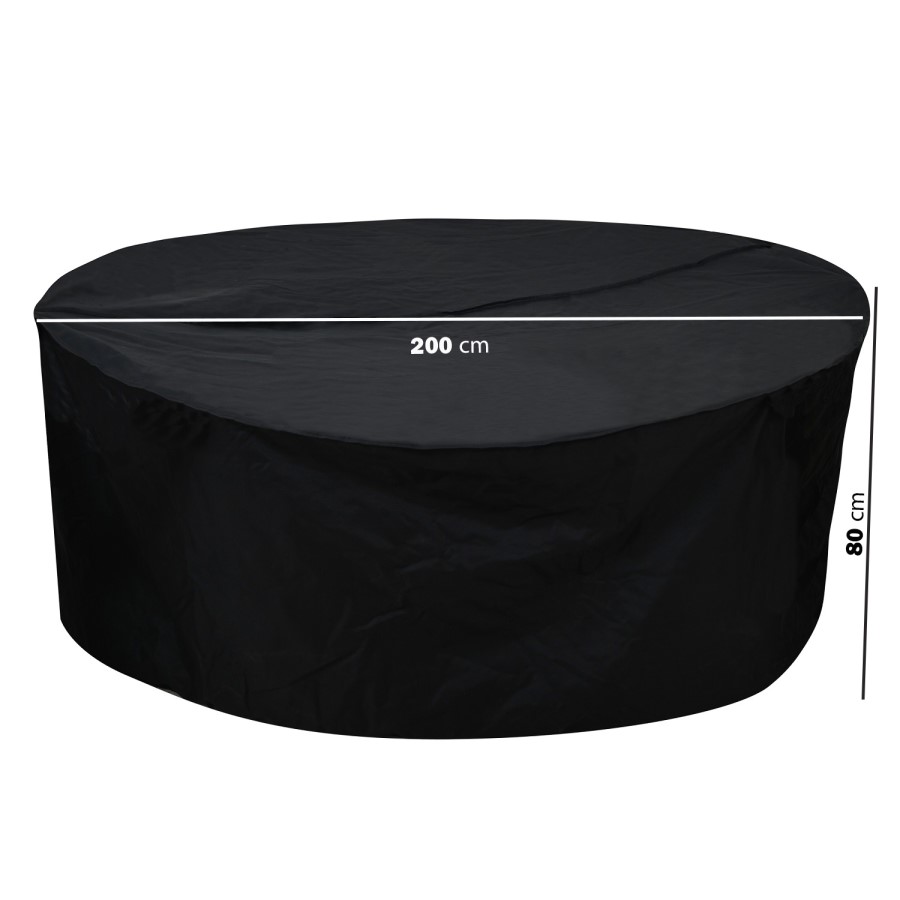 200 x 200 x 80cm Waterproof Black Garden Round Dining Set Furniture Cover
