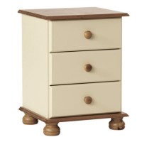 GRADE A2 - Copenhagen 3 Drawer Bedside Table in Cream and Pine