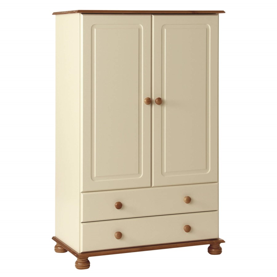 GRADE A2 - Copenhagen 2 Door 2 Drawer Combi Short Wardrobe in Cream and Pine