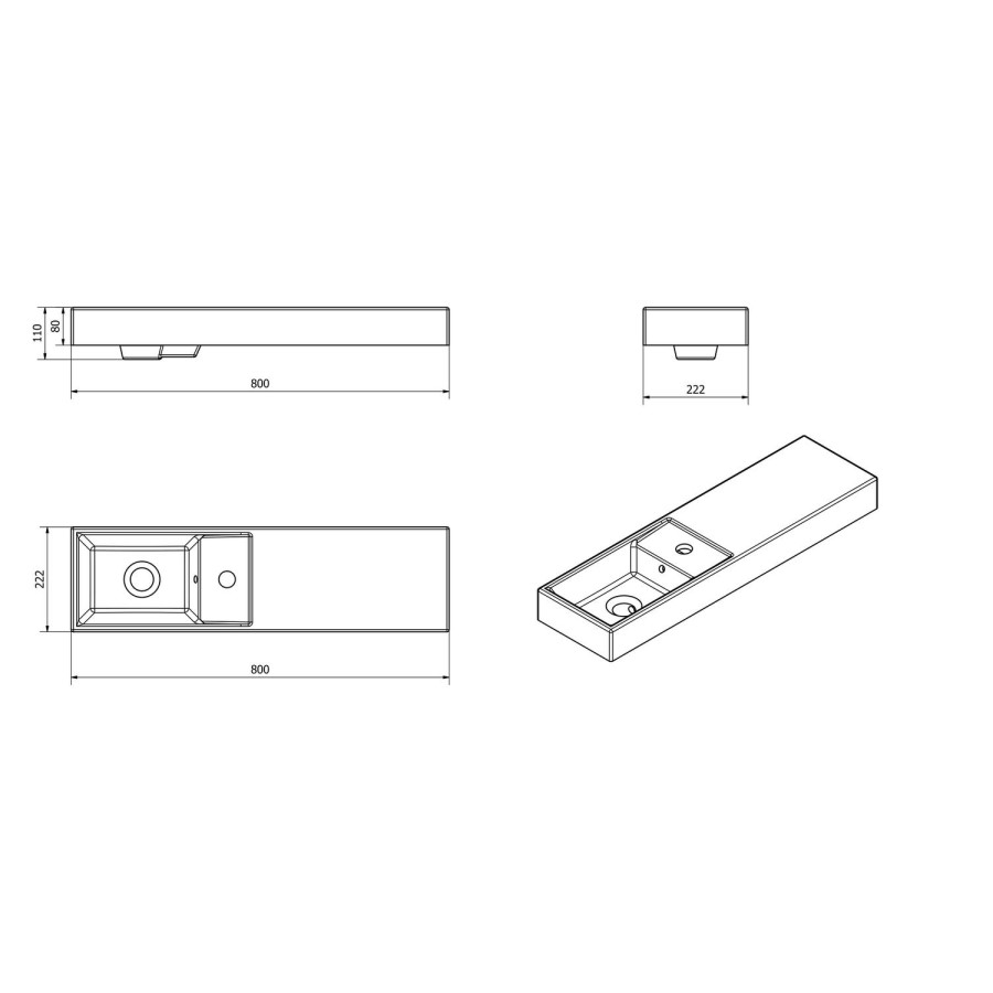 Wall Mount Sink - 1 Tap Hole