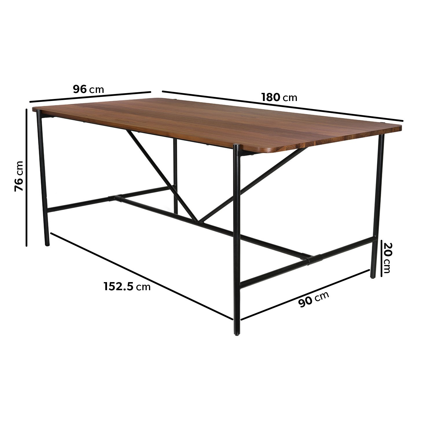 Read more about Industrial walnut dining table with black legs seats 6 cooper