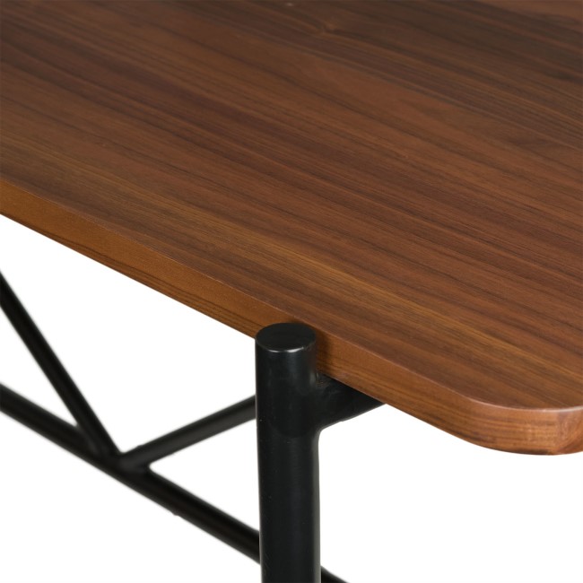 Walnut Trestle Table with Black Metal Legs - Seats 6 - Cooper