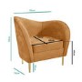GRADE A2 - Yellow Velvet Armchair with Scooped Back and Gold Legs - Cara
