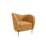 GRADE A2 - Yellow Velvet Armchair with Scooped Back and Gold Legs - Cara