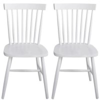 Carolina White Spindled Back Solid Wood Pair of Dining Chairs