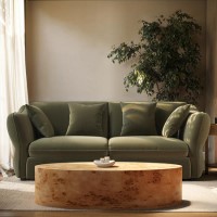 ONLY OPENED - Khaki Green Velvet 3 Seater Pull Out Sofa Bed - Carmela ONLY OPENED - Khaki Green Velvet 3 Seater Pull Out Sofa Bed - Carmela