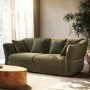 ONLY OPENED - Khaki Green Velvet 3 Seater Pull Out Sofa Bed - Carmela