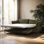 ONLY OPENED - Khaki Green Velvet 3 Seater Pull Out Sofa Bed - Carmela
