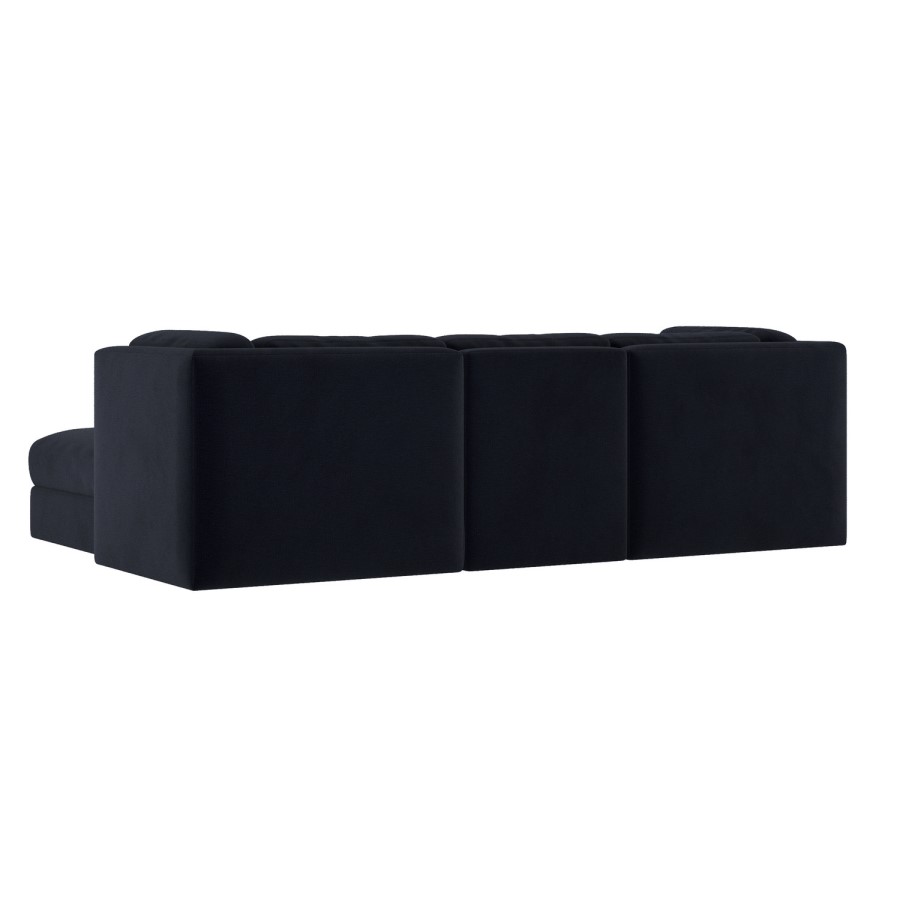 Navy Blue Chenille 4 Seater Modular Chaise L-Shape Corner Sofa - Cameron