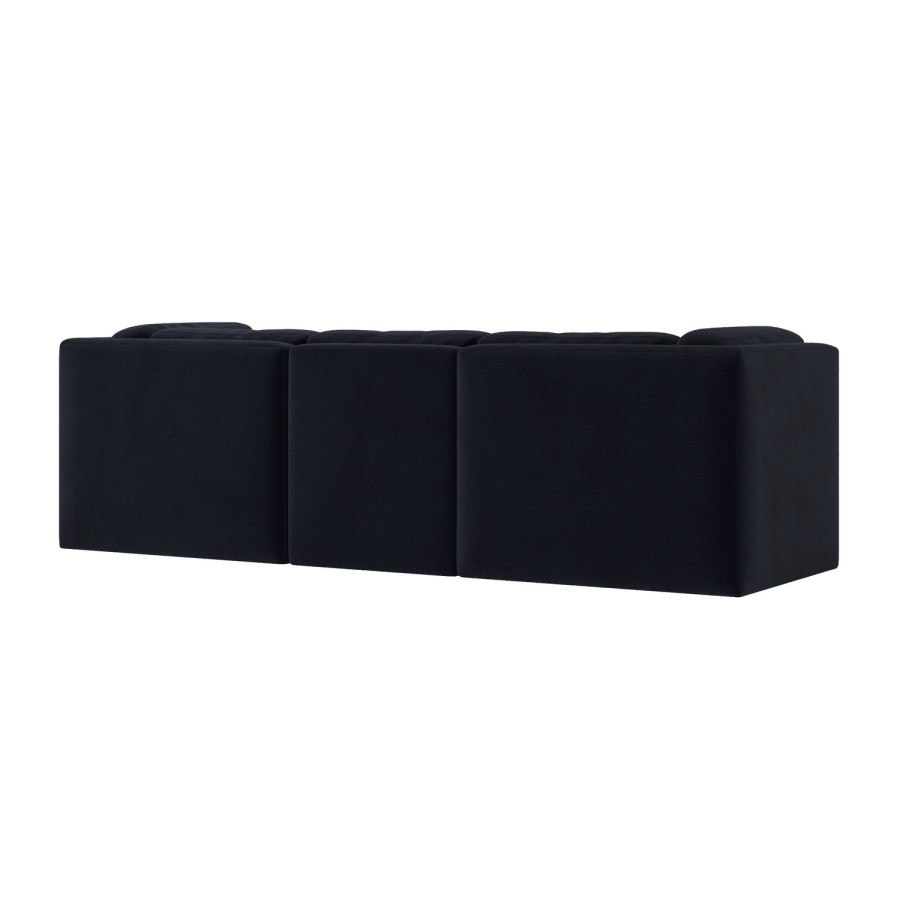 Navy Blue Chenille 4 Seater Modular Chaise L-Shape Corner Sofa - Cameron